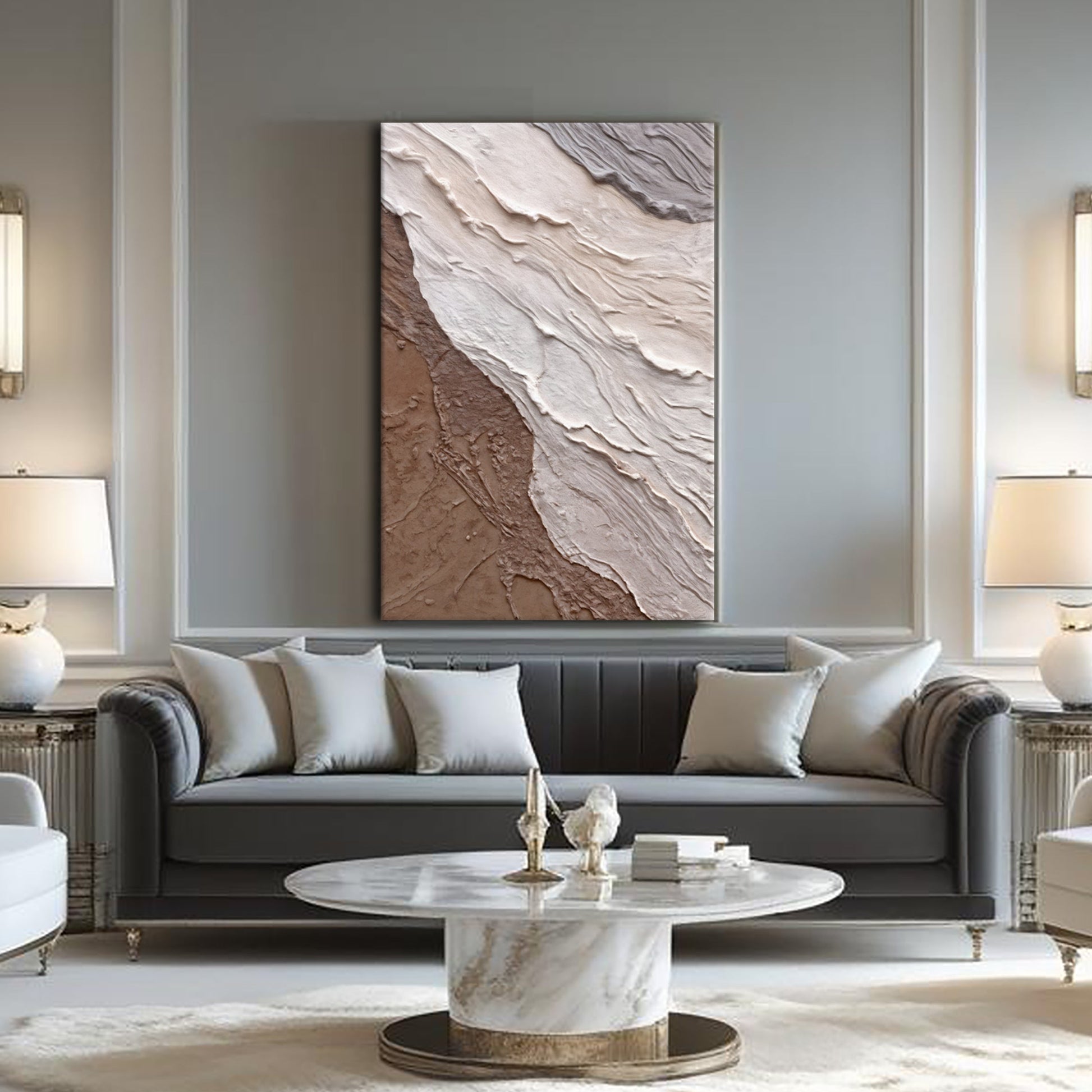 Abstract earthy waves canvas wall art