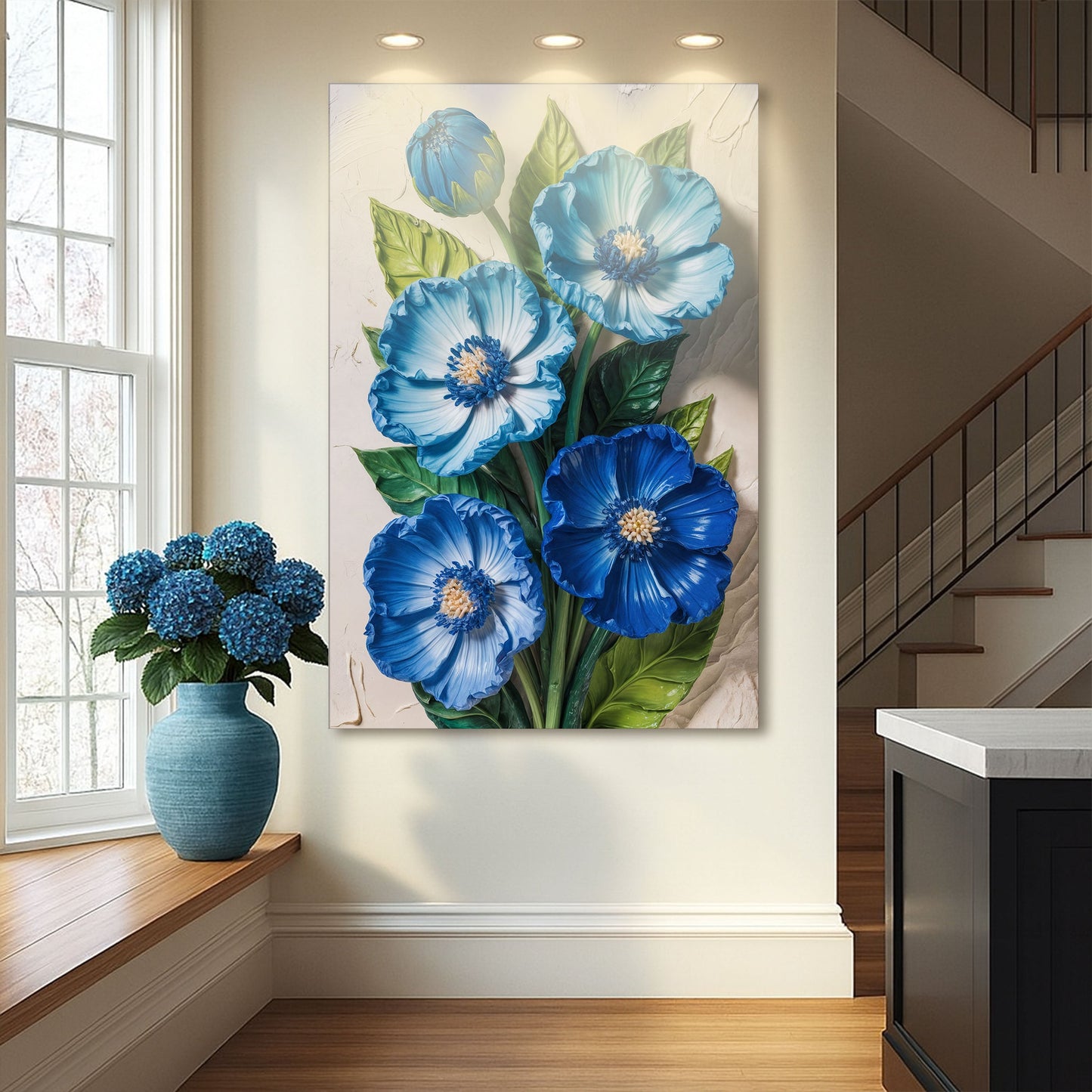 Blue Blossom Bouquet Floral Canvas Wall Art
