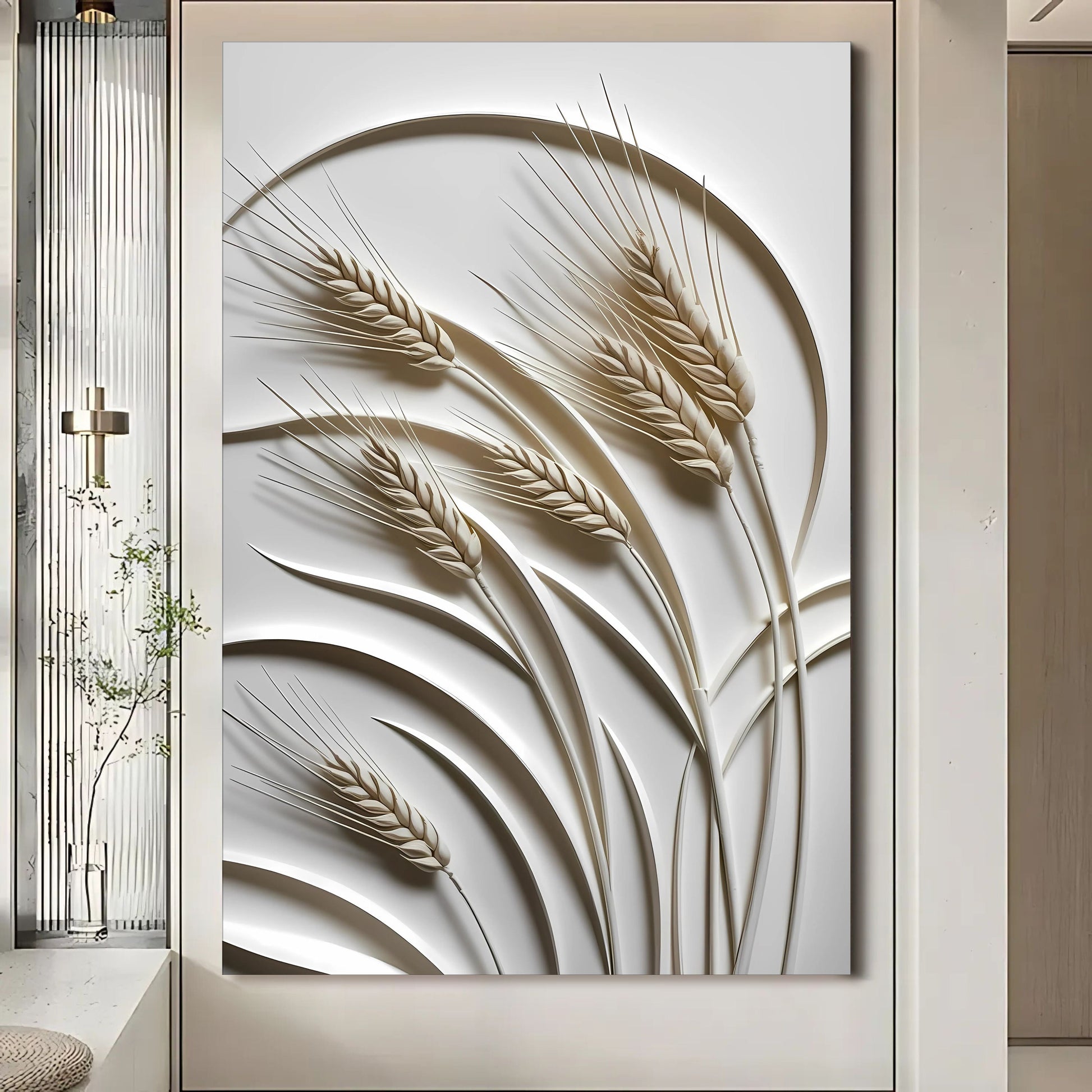 3D minimalist wheat canvas wall art design