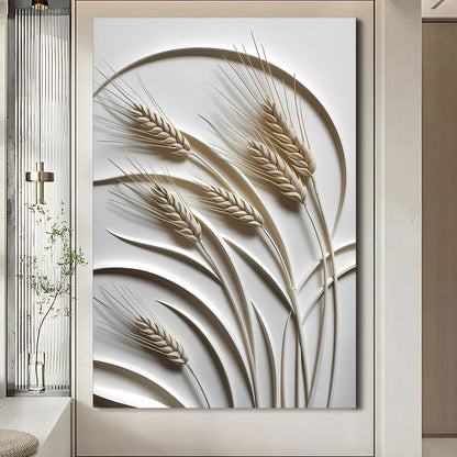 3D minimalist wheat canvas wall art design