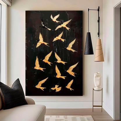 Abstract flying swallow canvas wall art