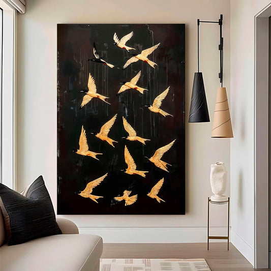 Abstract flying swallow canvas wall art