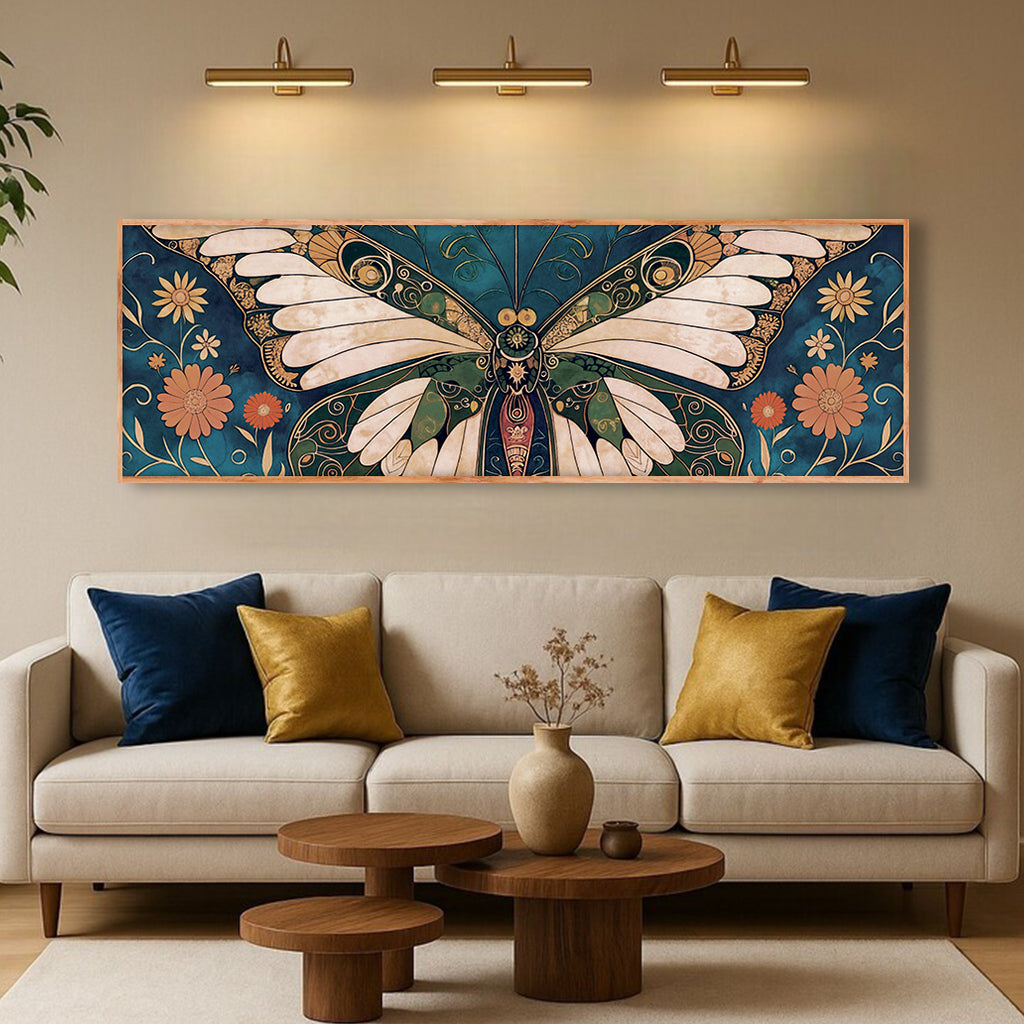 Abstract vintage butterfly canvas wall art