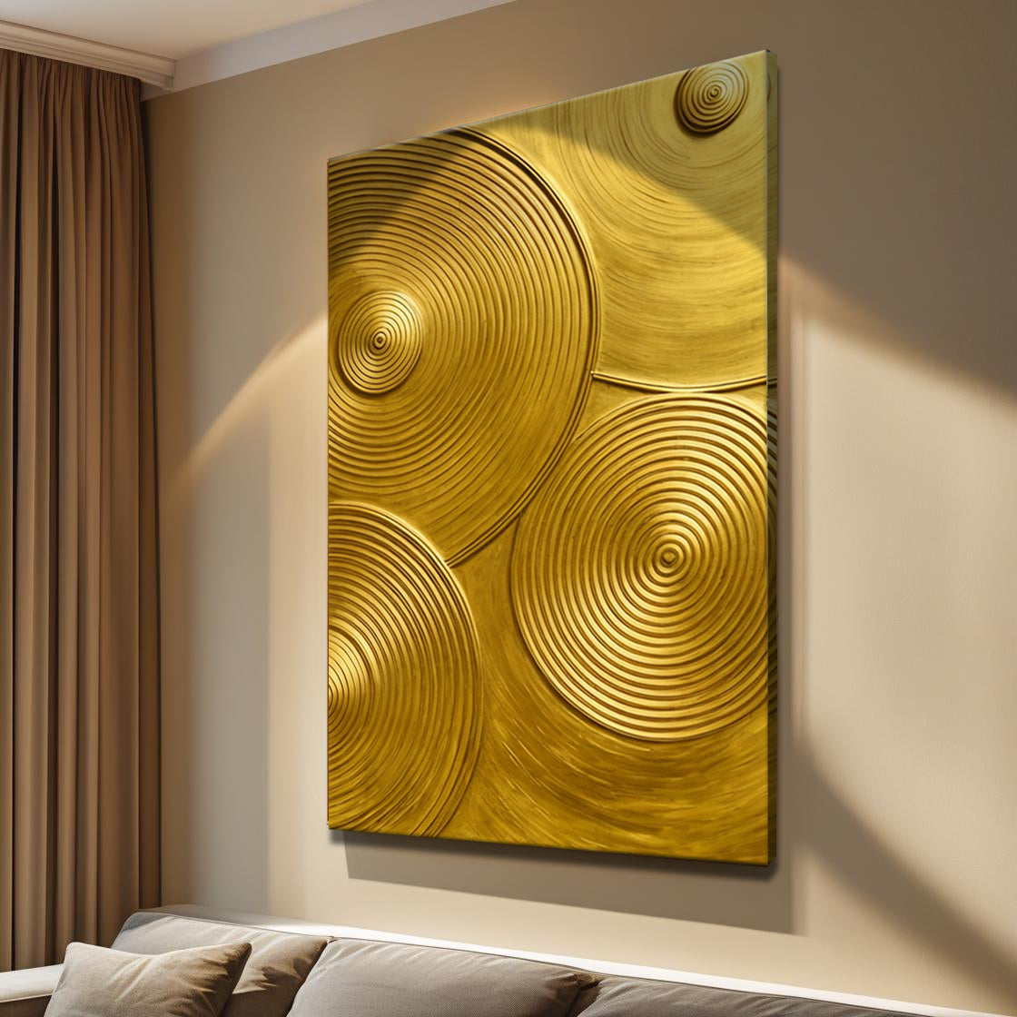Gold Symphony Abstract Canvas Wall Art - Modern Print