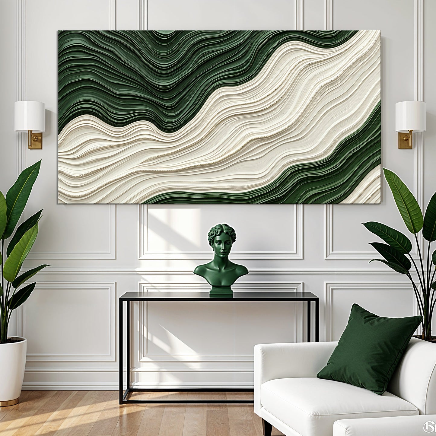 Green Rivers Abstract Canvas Wall Art VIII