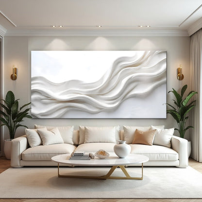 Wind Whispers abstract canvas wall art with soft flowing movement, ready to hang