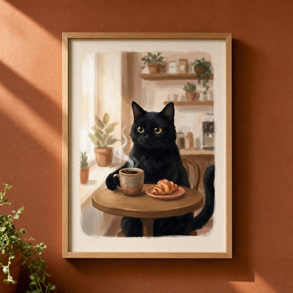 Wandbild „Kaffeekatze“ – Das gemütliche Morgenposter, das Ihrer Küche noch gefehlt hat