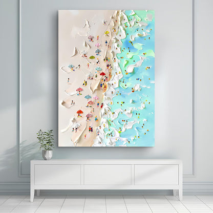 Beachfront coastal painting with vivid ocean colors — coastal canvas wall art