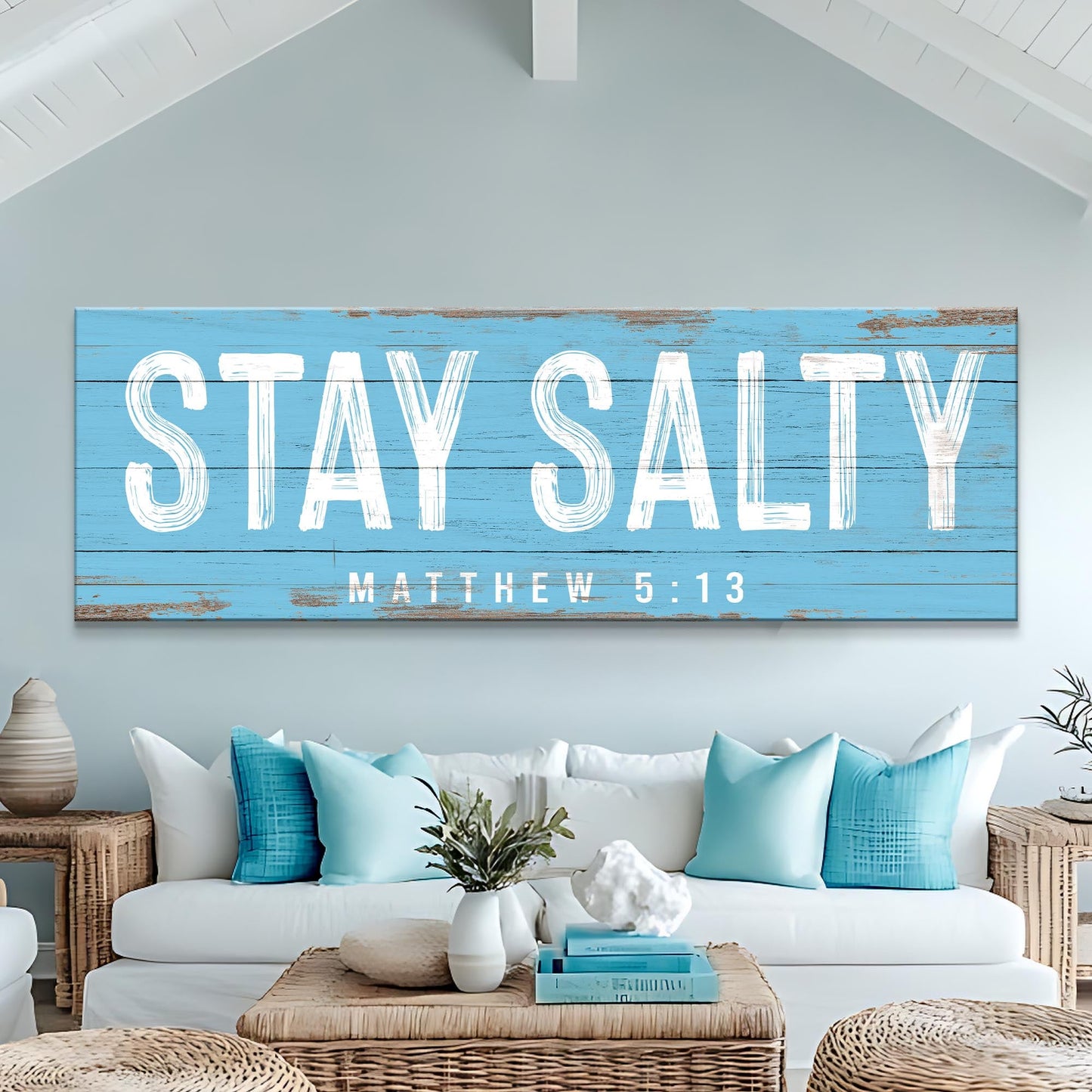 Stay Salty coastal ocean canvas wall art beach house lifestyle decor