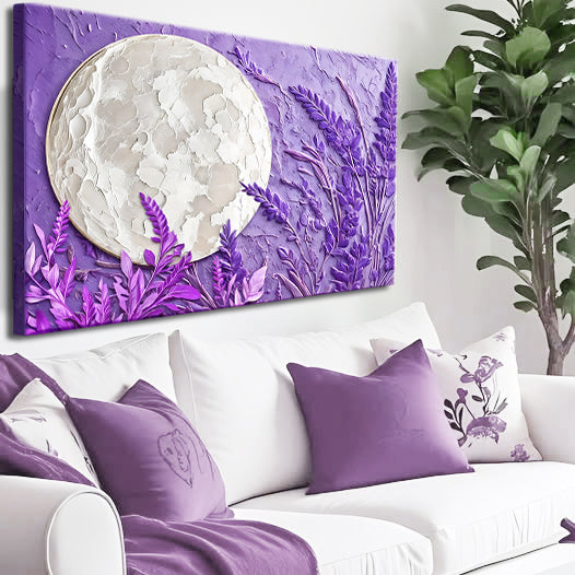 3D lavender moon canvas wall art design