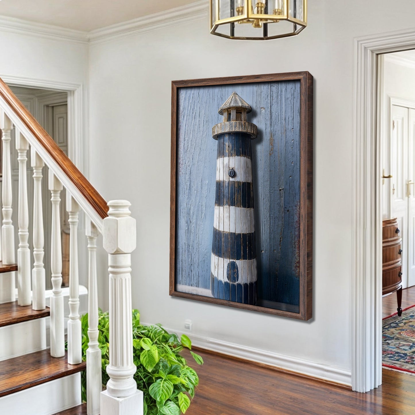 Wooden Lighthouse Coastal Canvas Wall Art