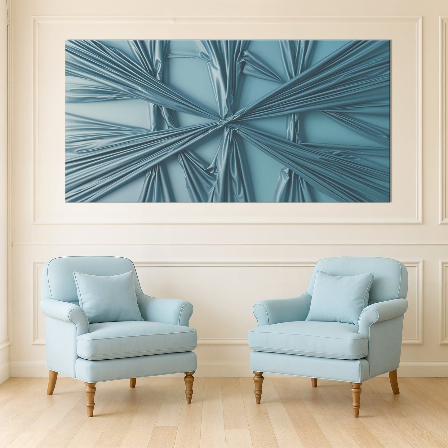 Wide abstract minimalist canvas wall art with soft muted palette and gallery-quality design