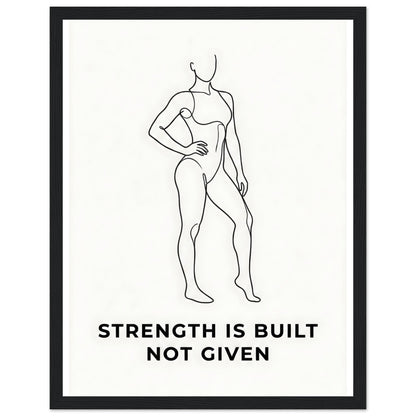 Women Fitness Poster - Strength Is Built Not Given - 27x35 cm / 11x14″ - Black frame / Ready-to-hang - Sparkycare