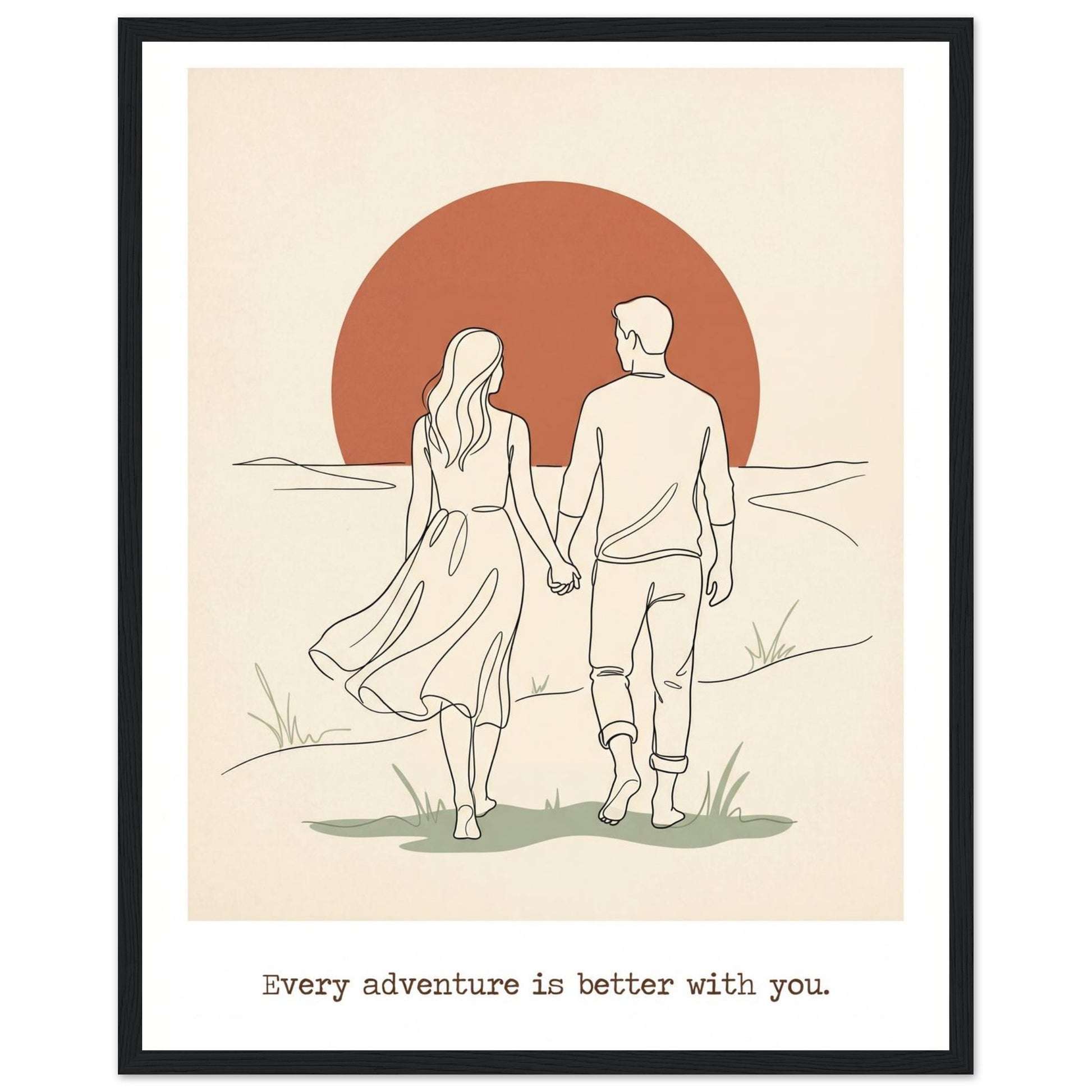 Romantic Wall Art - Couples Poster for Your Bedroom - 40x50 cm / 16x20″ - Black frame / Ready-to-hang - Sparkycare
