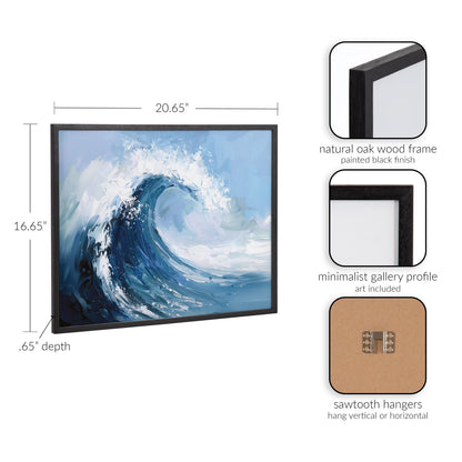Abstract Painterly Coastal Ocean Wave Framed Print