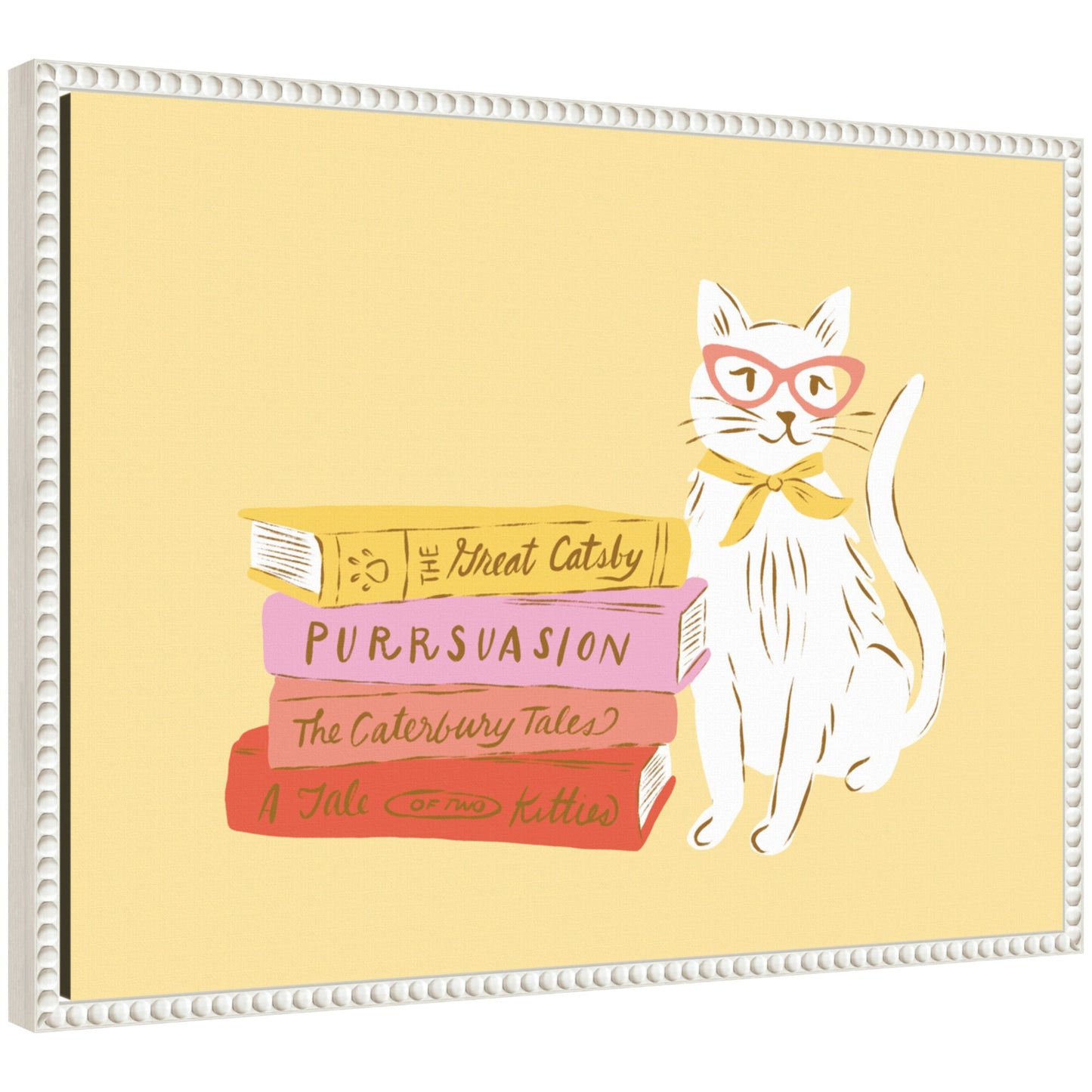 Book lover cat framed canvas wall art