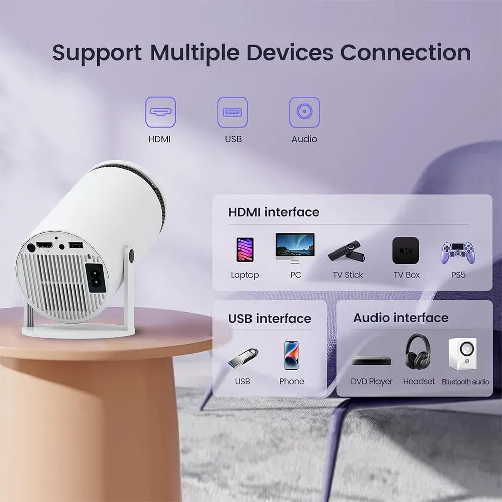 Smart Mini Projector with WiFi & Bluetooth – Turn Any Wall into a 130” Home Theater