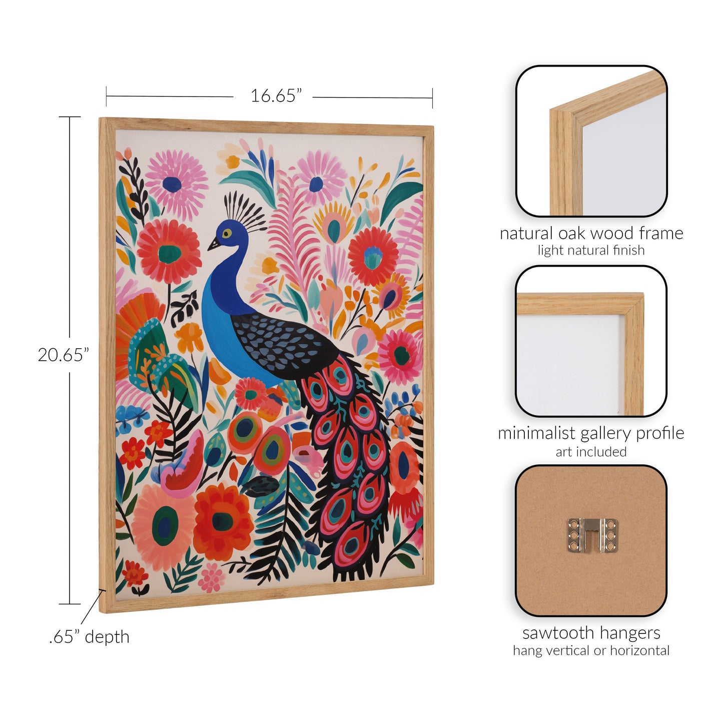 Boho Peacock and Botanicals Framed Wall Art