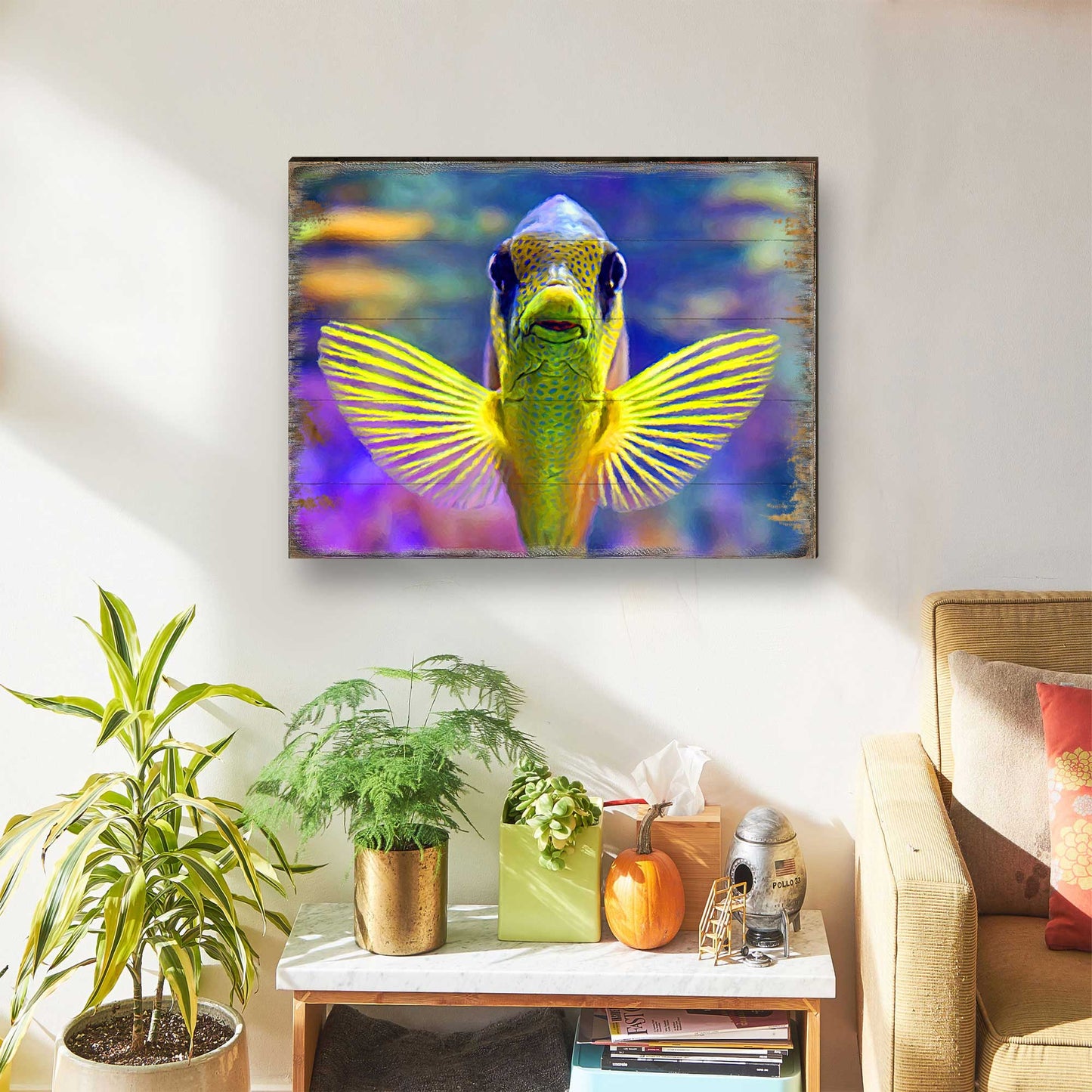 Tropical Reef Fish Wood Wall Art - Coastal Sea Life Decor