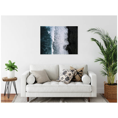 Ocean Waves Black Beach Iceland Framed Canvas