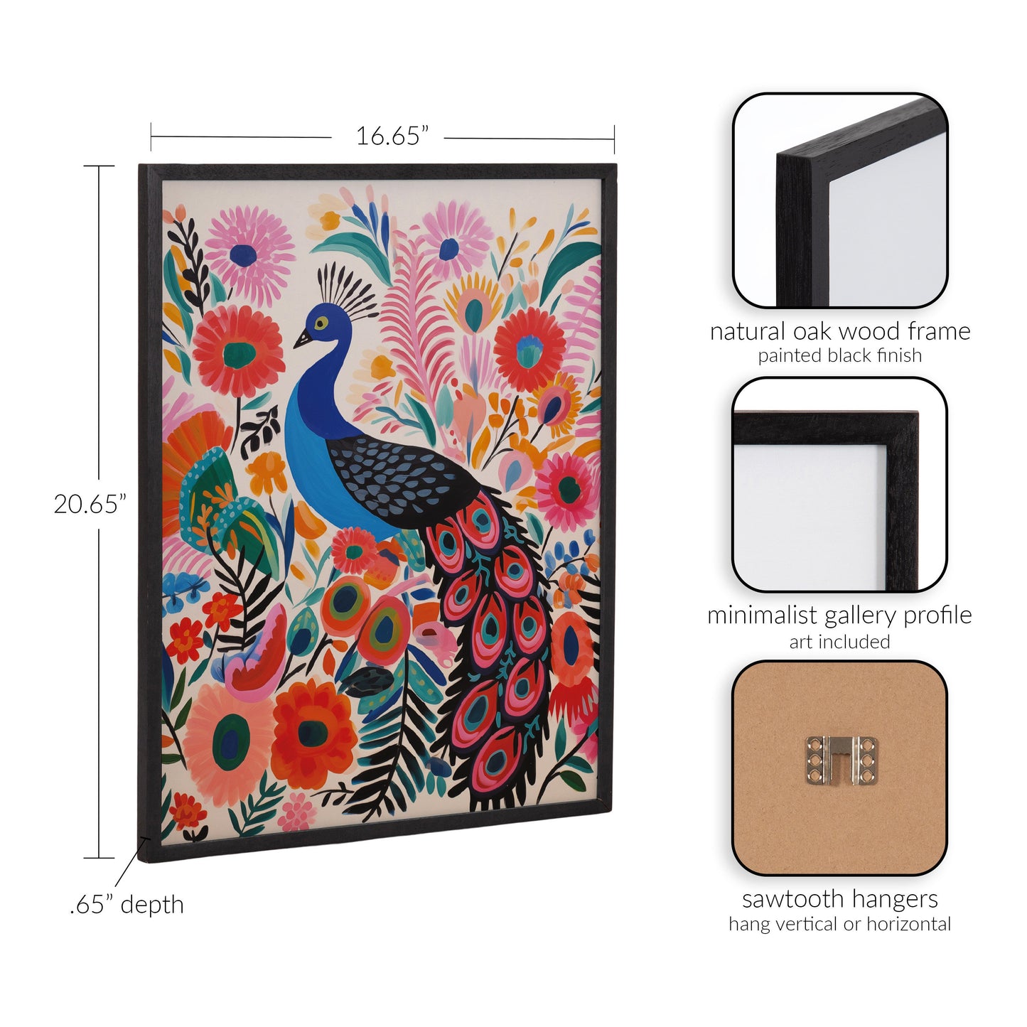 Boho Peacock and Botanicals Framed Wall Art