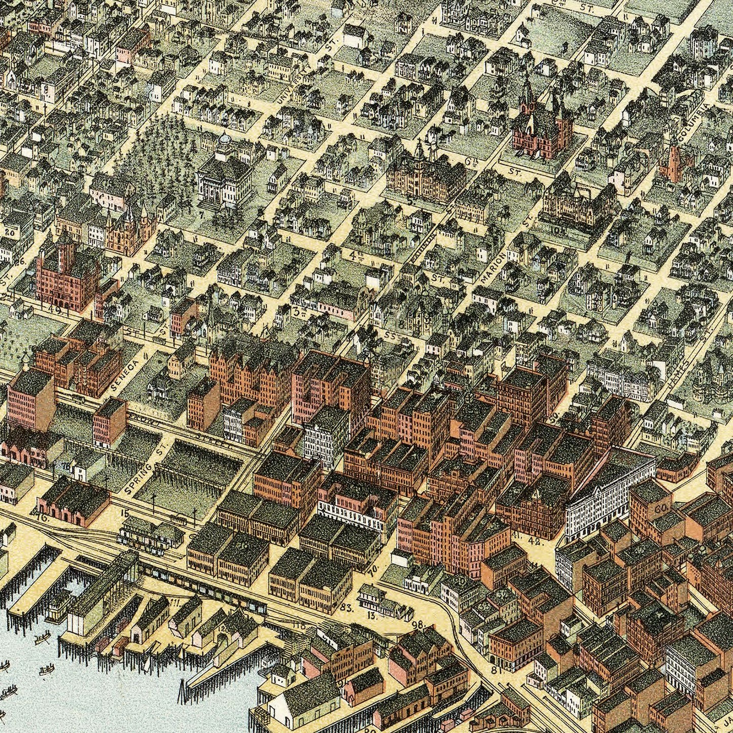 Vintage Map of Seattle, Washington, 1891