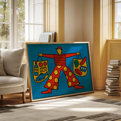 French Grocery Run Whimsical Kitchen Wall Art