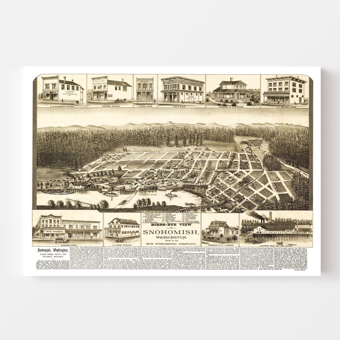 Vintage Map of Snohomish, Washington, 1890