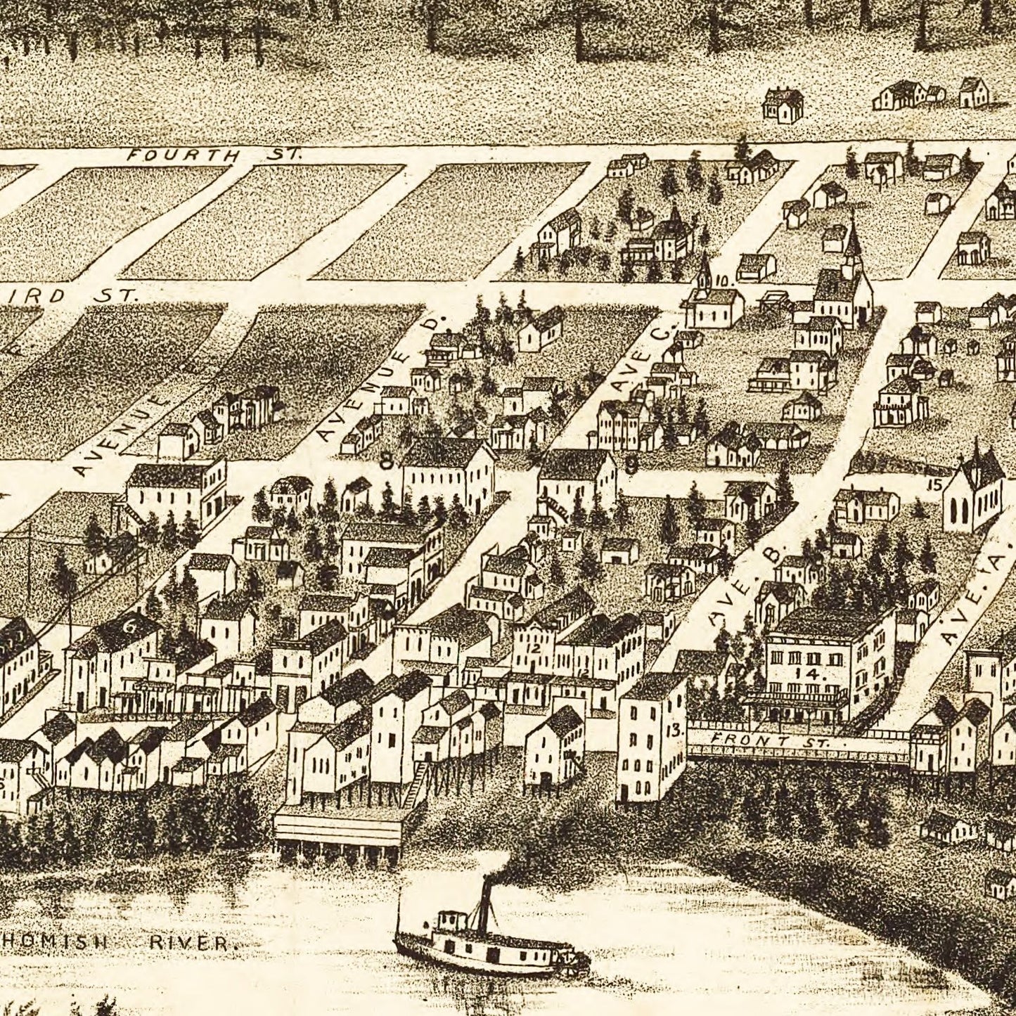 Vintage Map of Snohomish, Washington, 1890