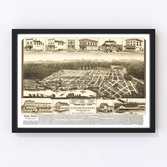 vintage map of Snohomish, Washington, 1890