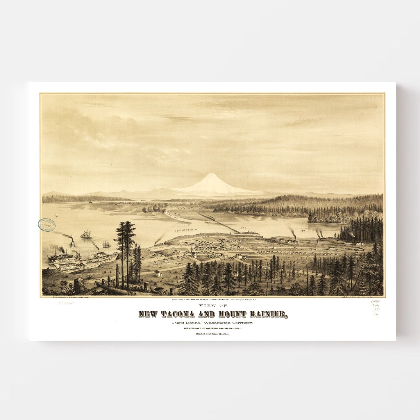 Vintage Map of Tacoma, Washington, 1878