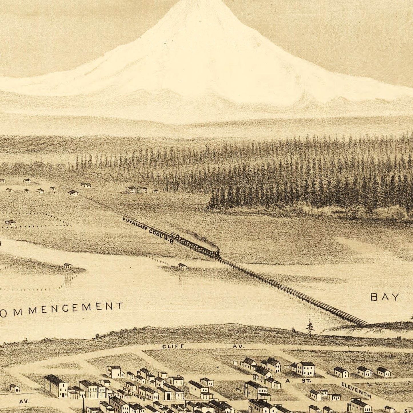 Vintage Map of Tacoma, Washington, 1878