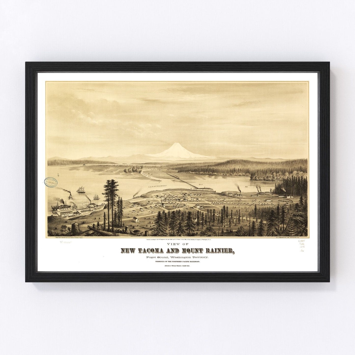 Vintage map of Tacoma, Washington, 1878