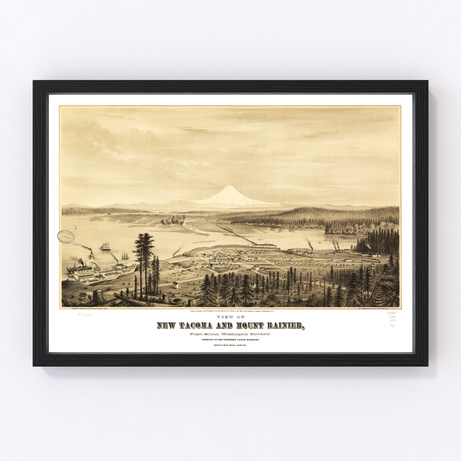 Vintage map of Tacoma, Washington, 1878