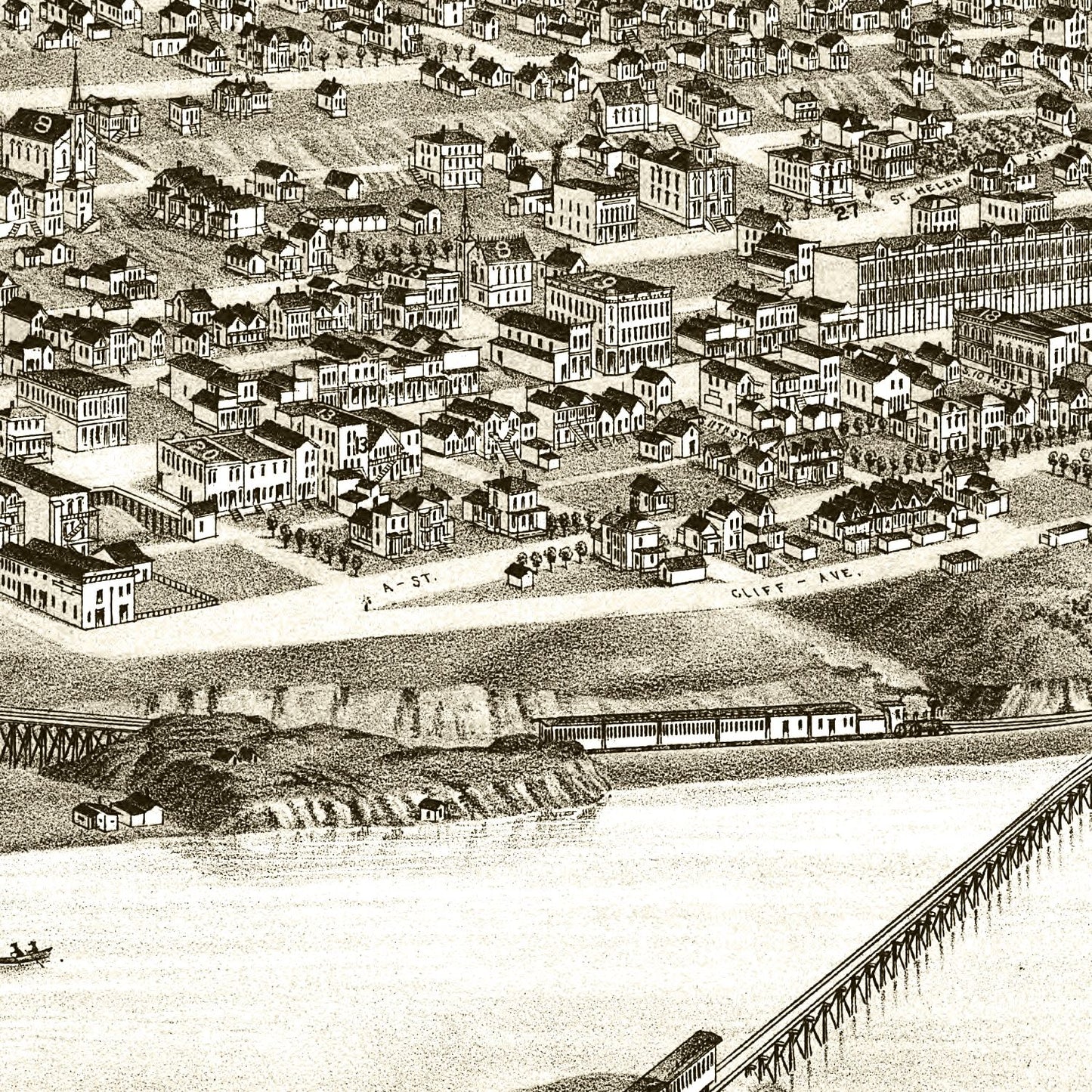 Vintage Map of Tacoma, Washington, 1884