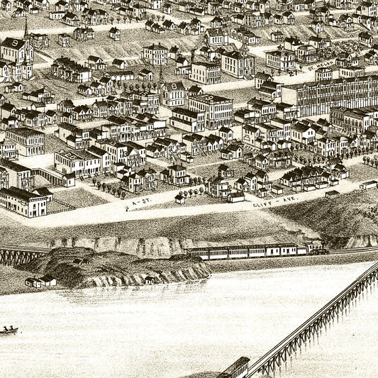 Vintage Map of Tacoma, Washington 1884