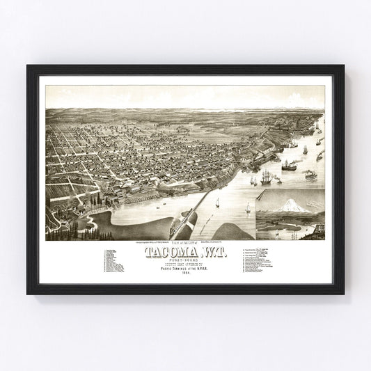 Vintage map of Tacoma, Washington, 1884