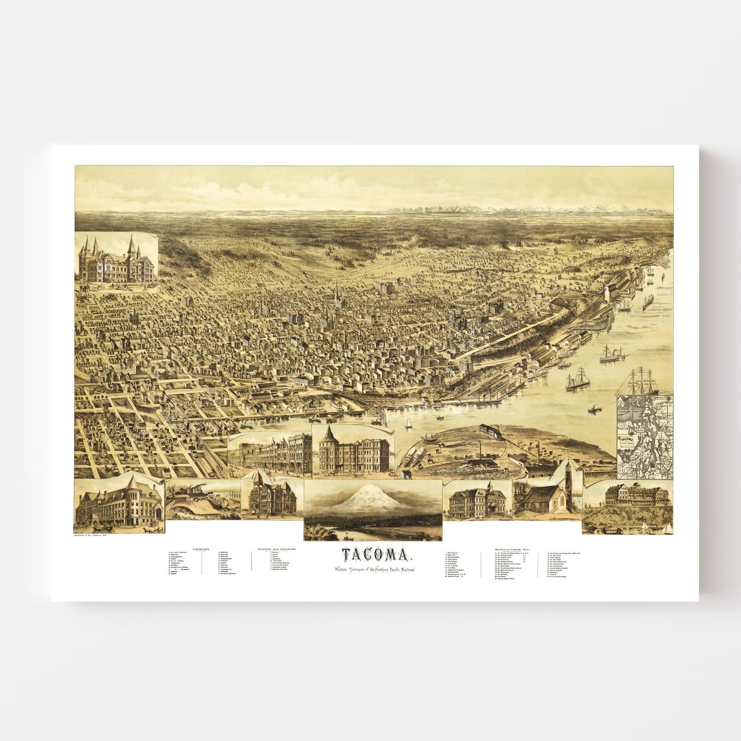 Vintage Map of Tacoma, Washington, 1890