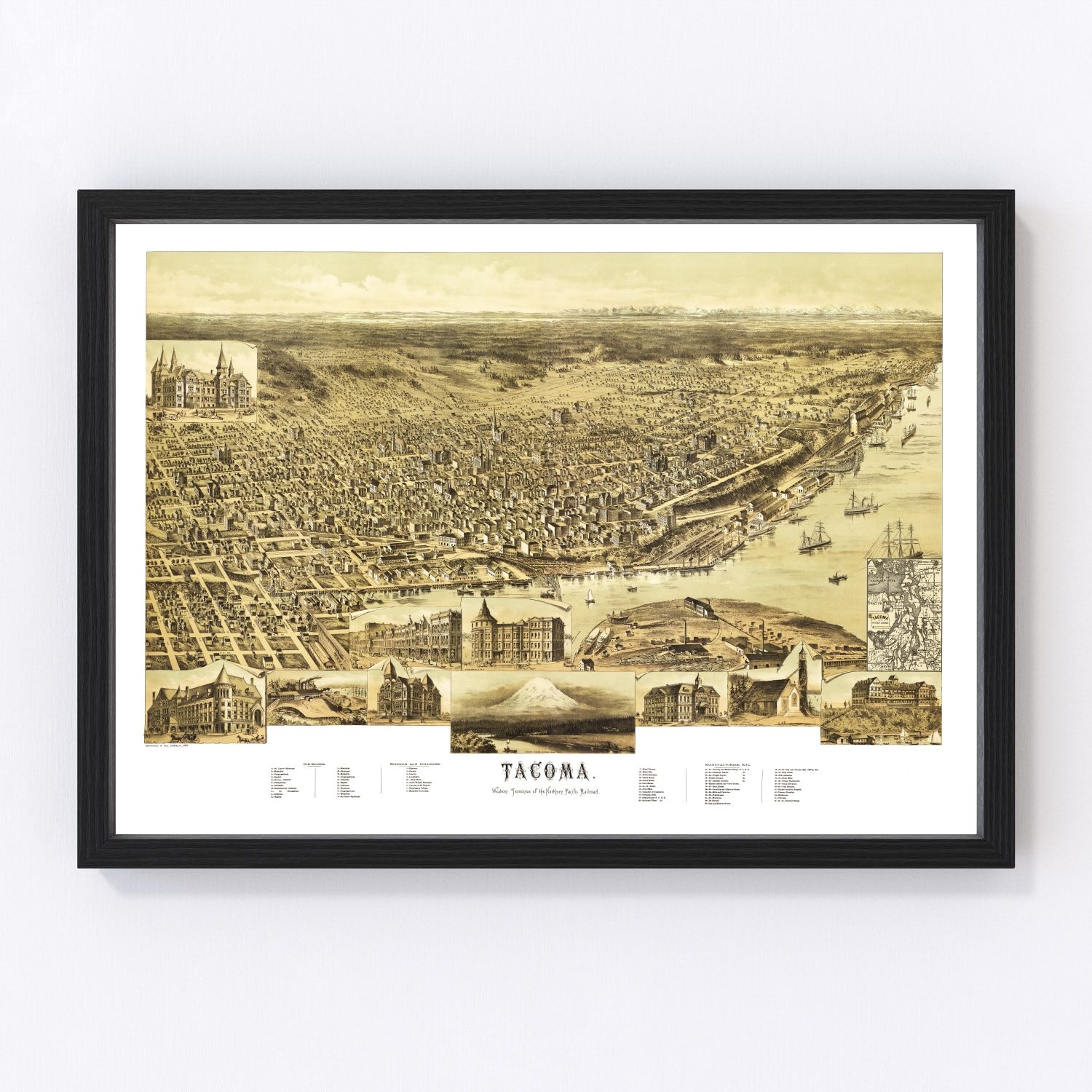 Vintage map of Tacoma, Washington, 1890