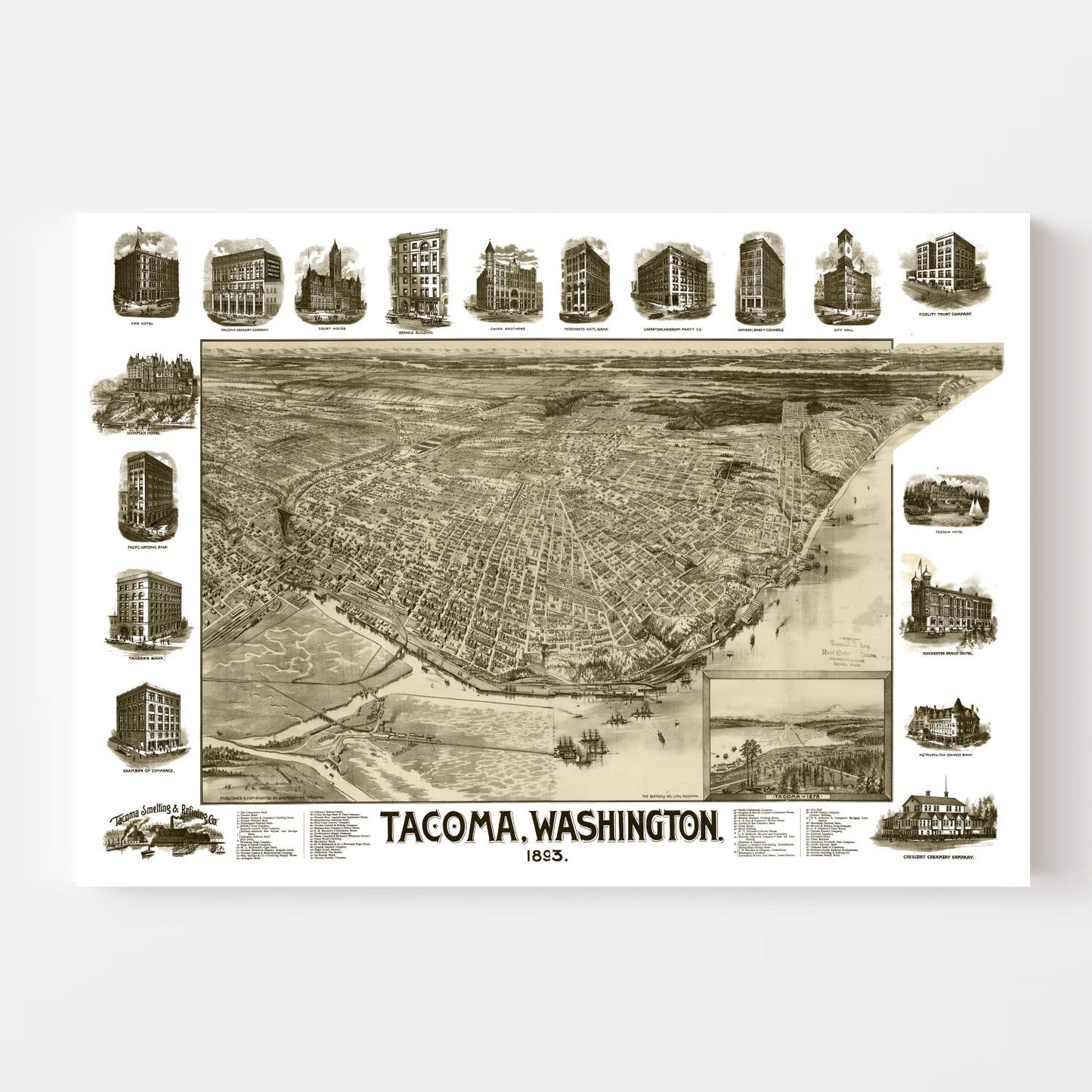 Vintage Map of Tacoma, Washington, 1893