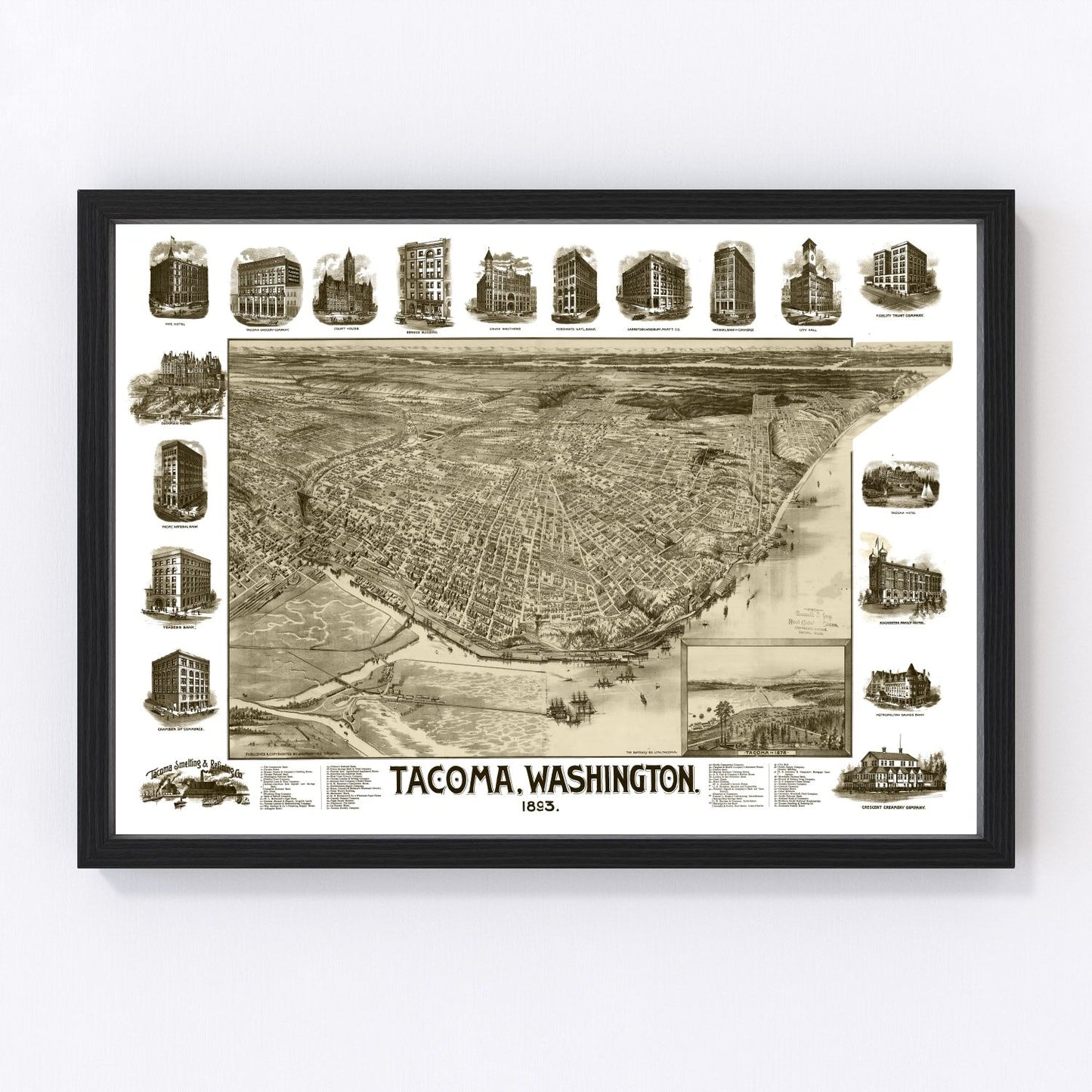 vintage map of Tacoma, Washington, 1893