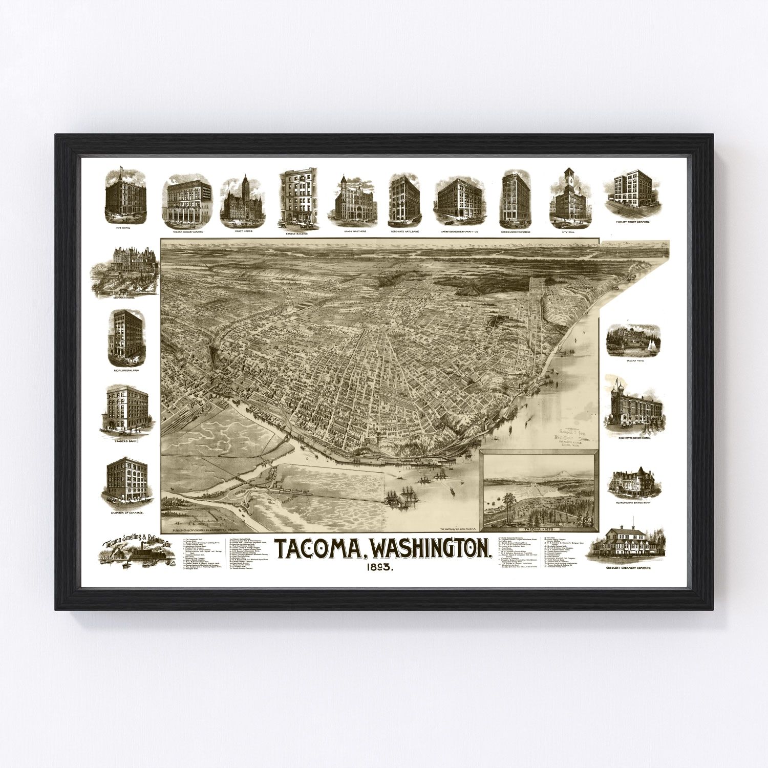 vintage map of Tacoma, Washington, 1893
