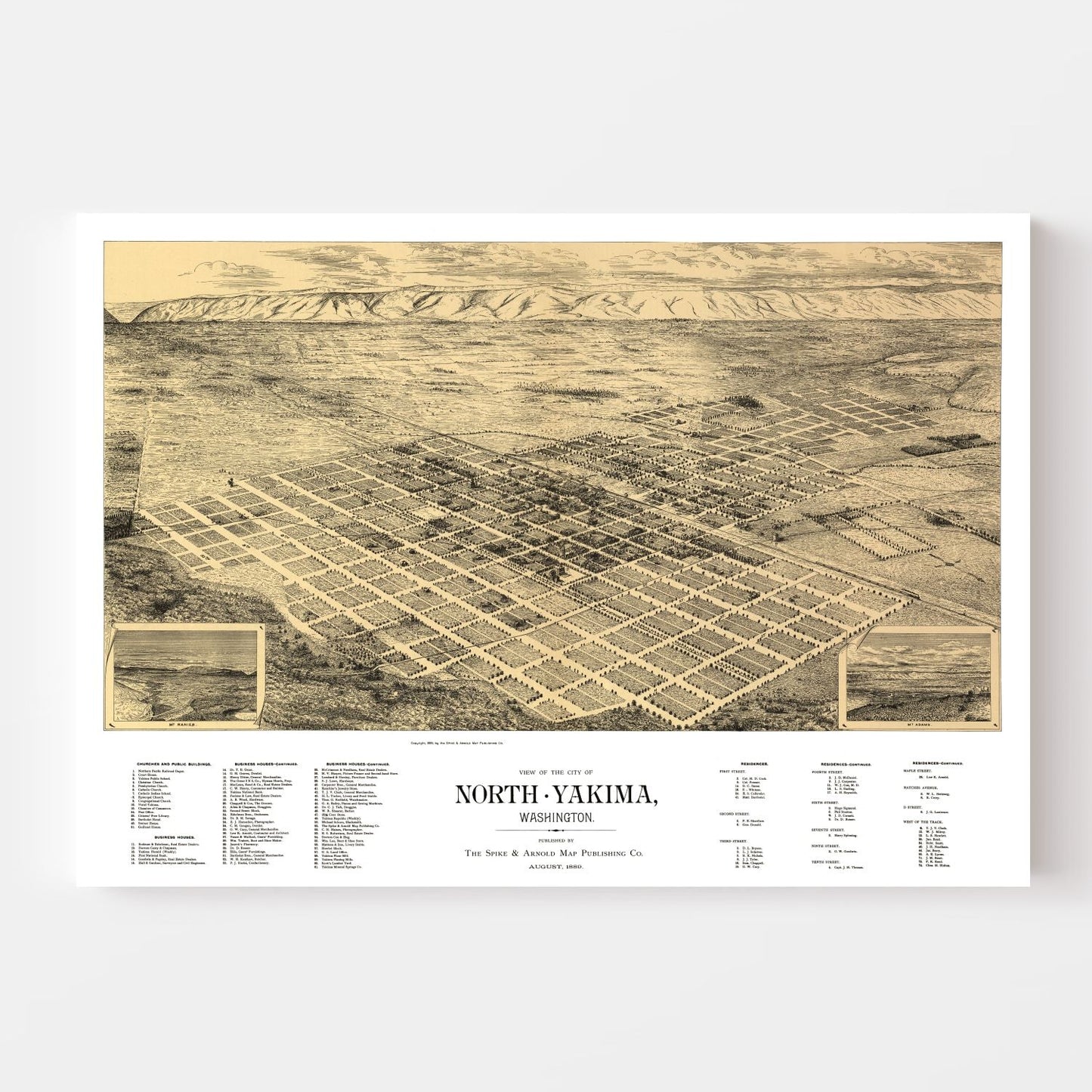 Vintage Map of North Yakima, Washington, 1889