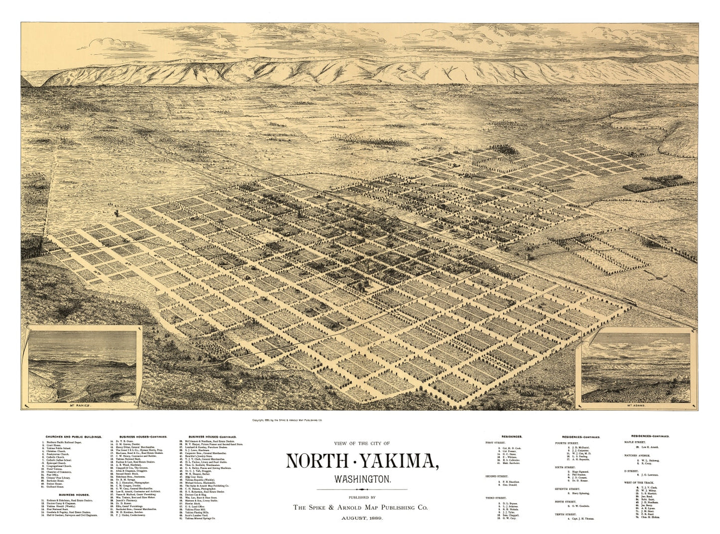 Vintage Map of North Yakima, Washington, 1889