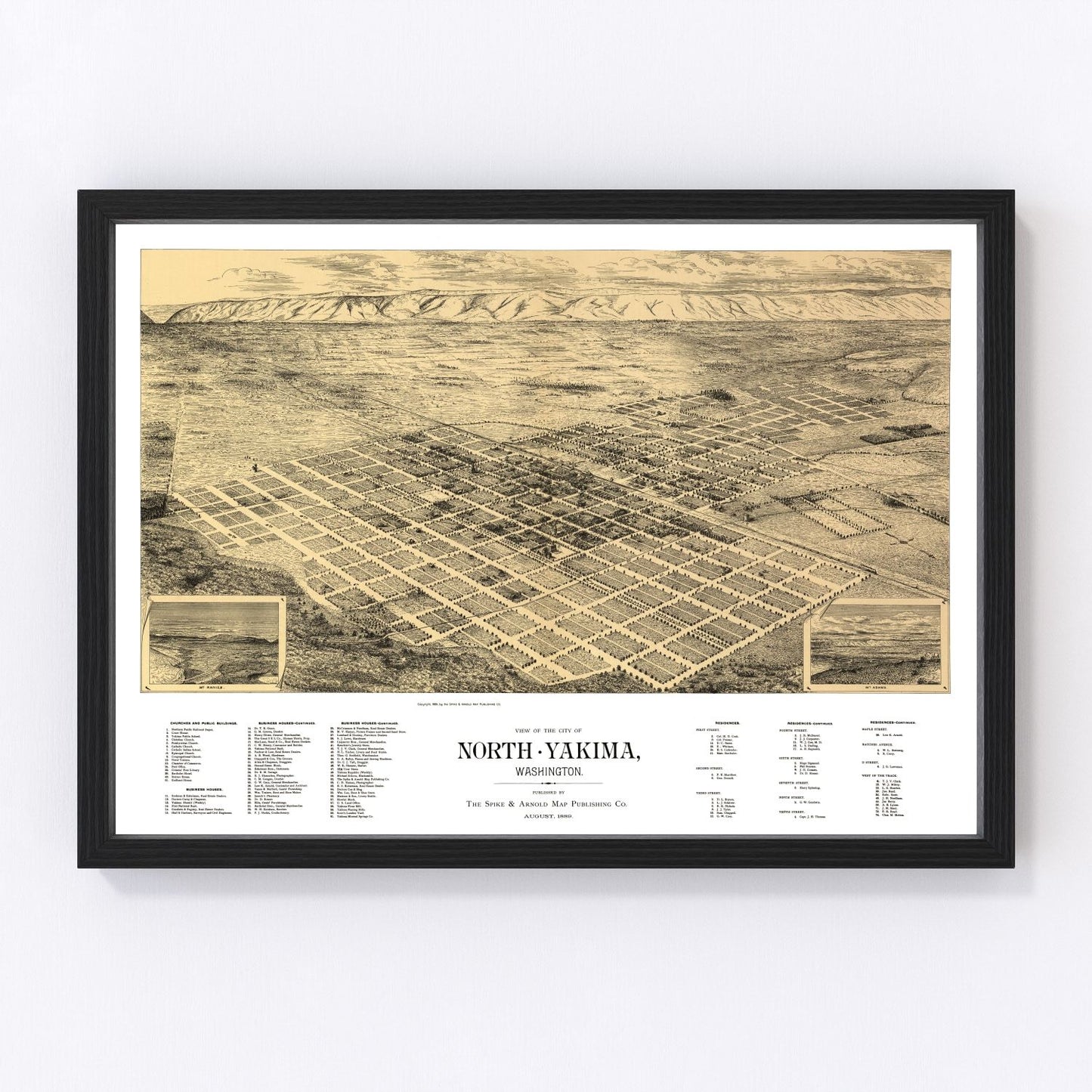 vintage map of North Yakima, Washington, 1889