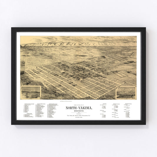 vintage map of North Yakima, Washington, 1889