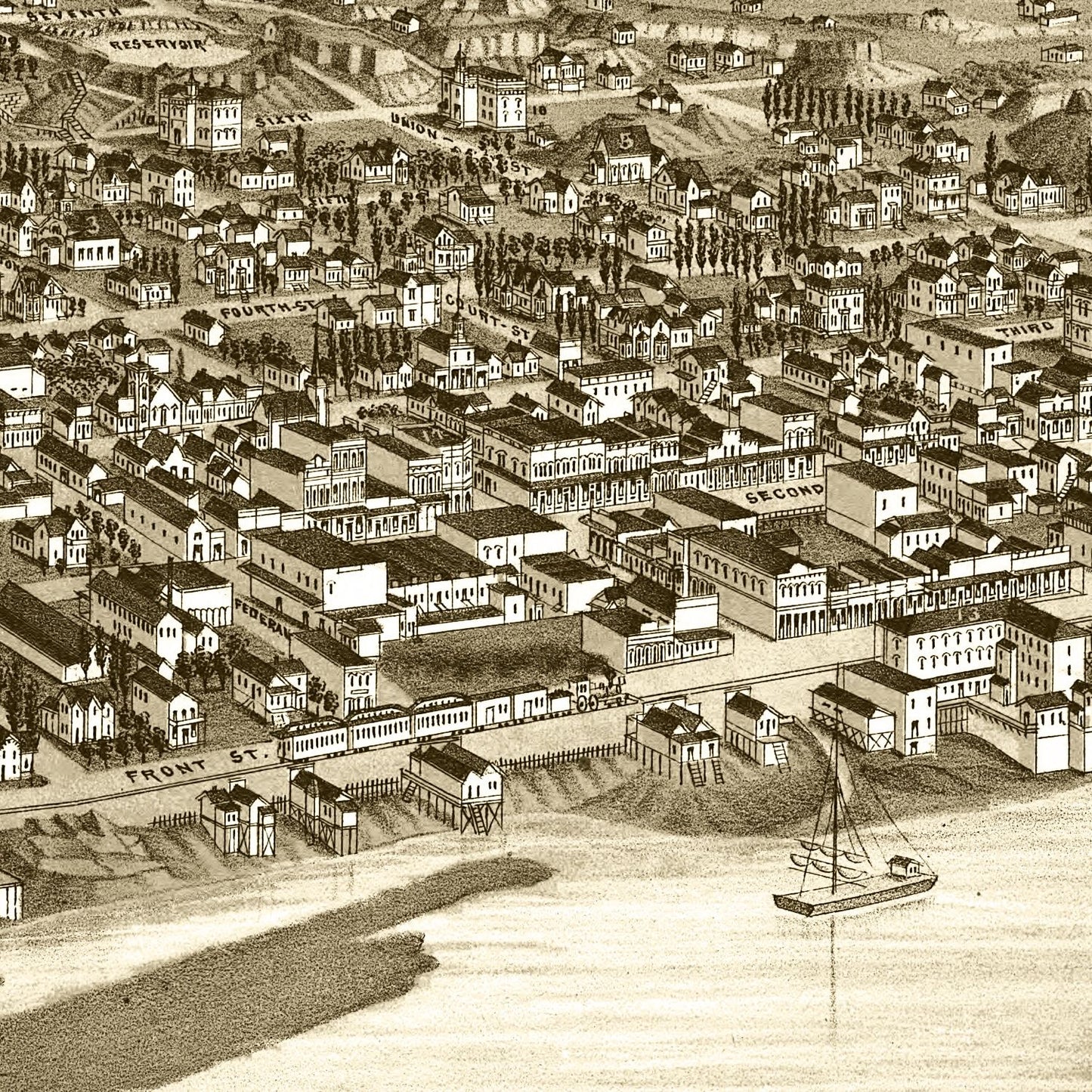 Vintage Map of Dalles, Oregon, 1884