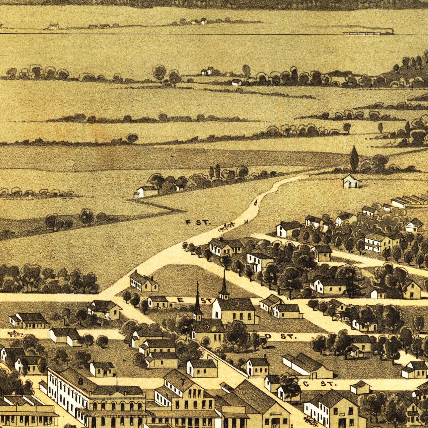 Vintage Map of Jacksonville, Jackson County, Oregon, 1883