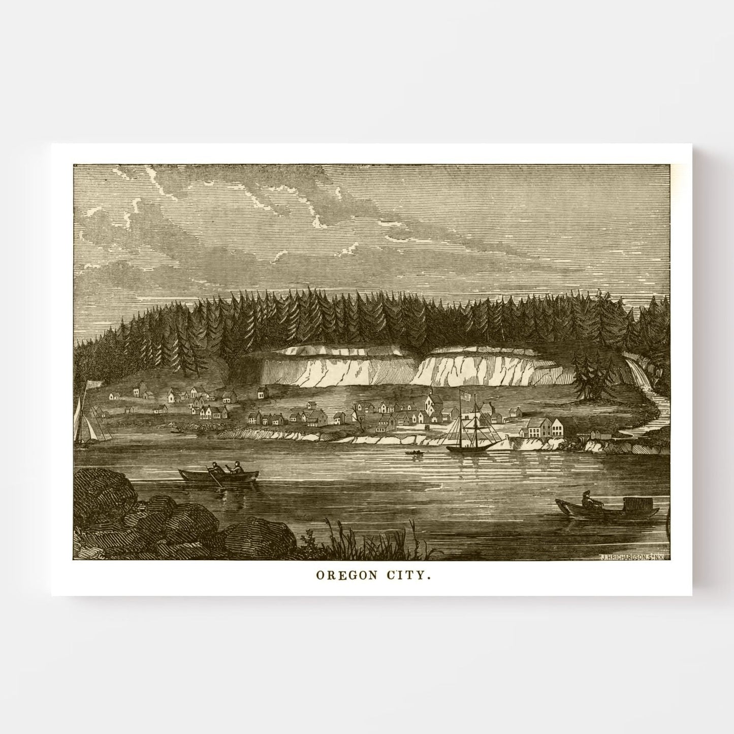 Vintage Map of Oregon City, Oregon, 1880