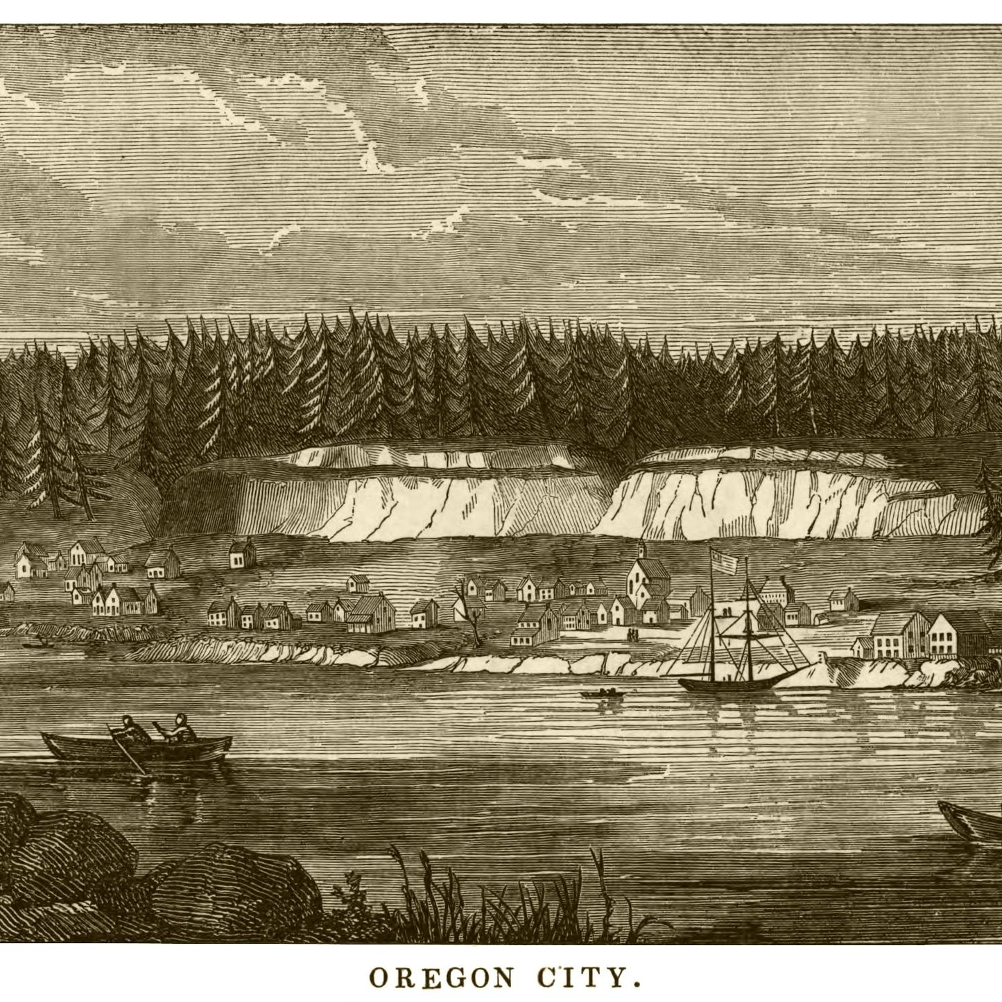 Vintage Map of Oregon City, Oregon, 1880